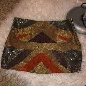 Haute Hippie Multi Color Beaded Silk Mini Skirt